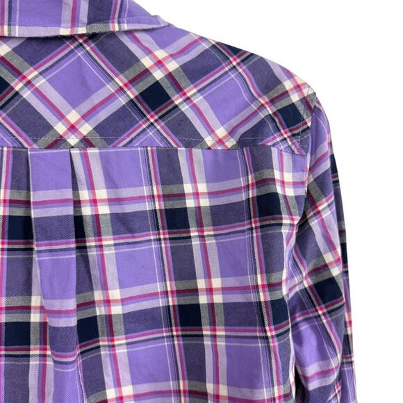 Talbots Petite Womens Purple Plaid Long Sleeve Button Up Shirt Top Blouse sz M P - Picture 13 of 16